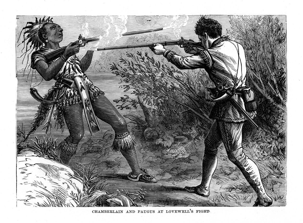 Chamberlain och Paugus vid Lovewells Fight, 1725, 1872 av Unbekannt