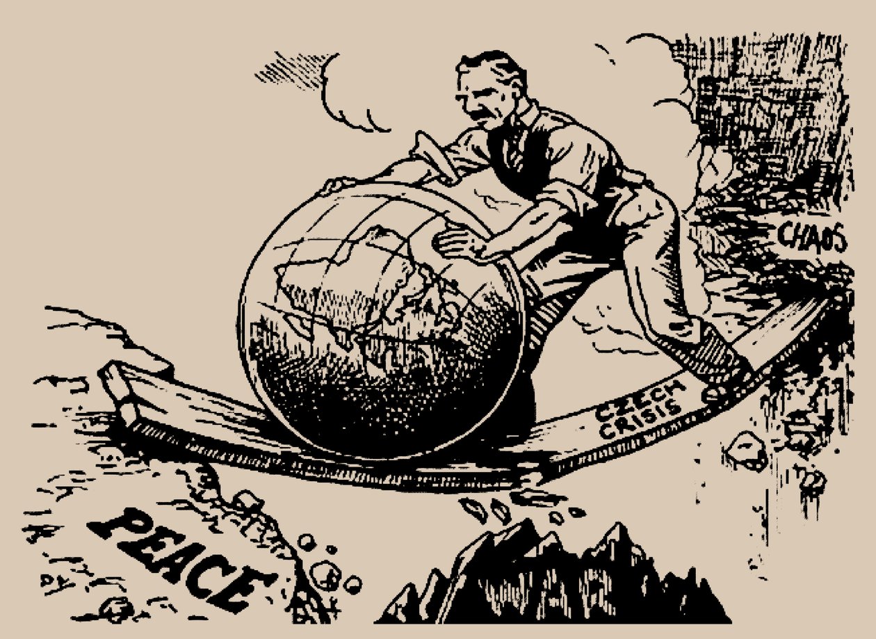 Chamberlain rullar världen mot fred, 1938. av Unbekannt