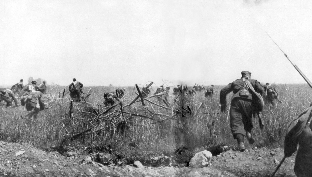 Anfall av ett regemente av franska zouaver på platån Touvent, Artois, Frankrike, 7 juni 1915 av Unbekannt