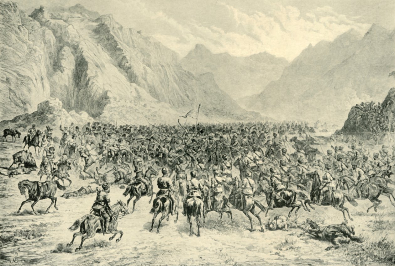 Anklagelse för Punjab-kavalleriet i den andra aktionen nära Charasia, den 24 april 1880, 1901. av Unbekannt