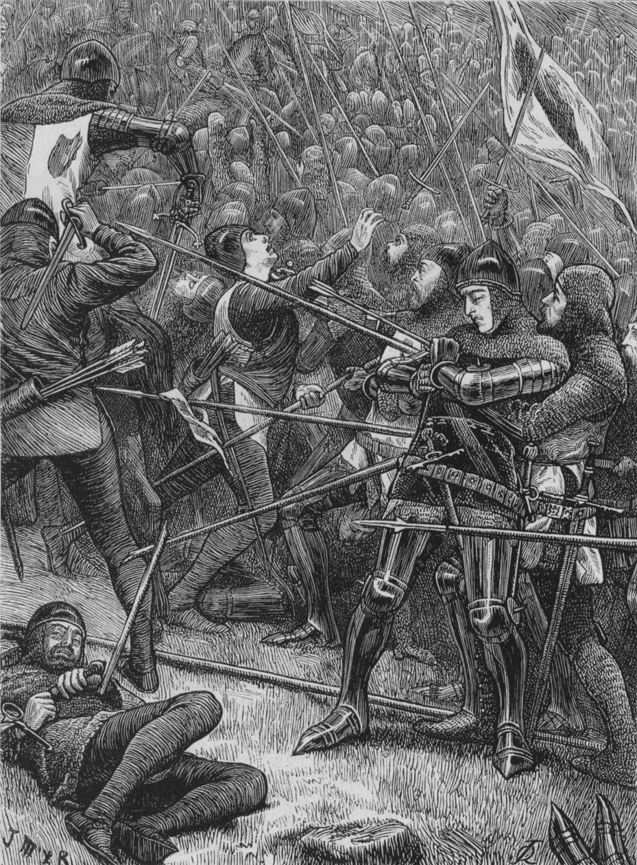 Skottarnas anklagelse vid Halidon Hill, 19 juli 1333, c1880 av Unbekannt