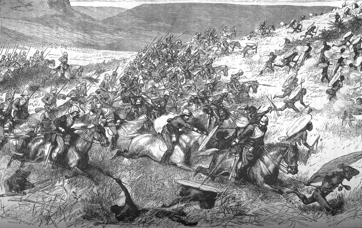 Anklagelse för de sjuttonde lanserarna vid Ulundi, 1879, c1880 av Unbekannt