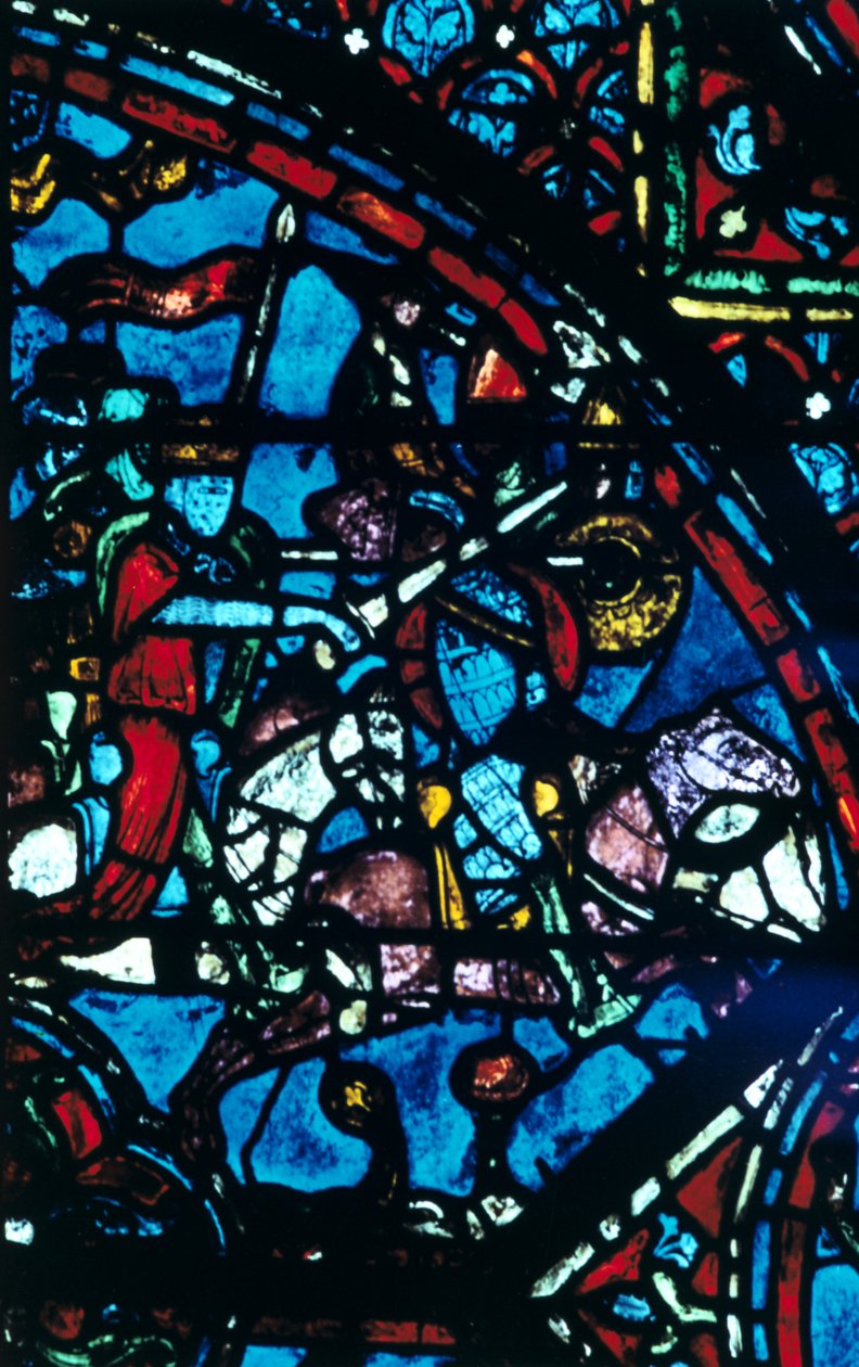 Karl den Store slåss mot saracenerna, målat glas, Chartres katedral, Frankrike, c1225 av Unbekannt