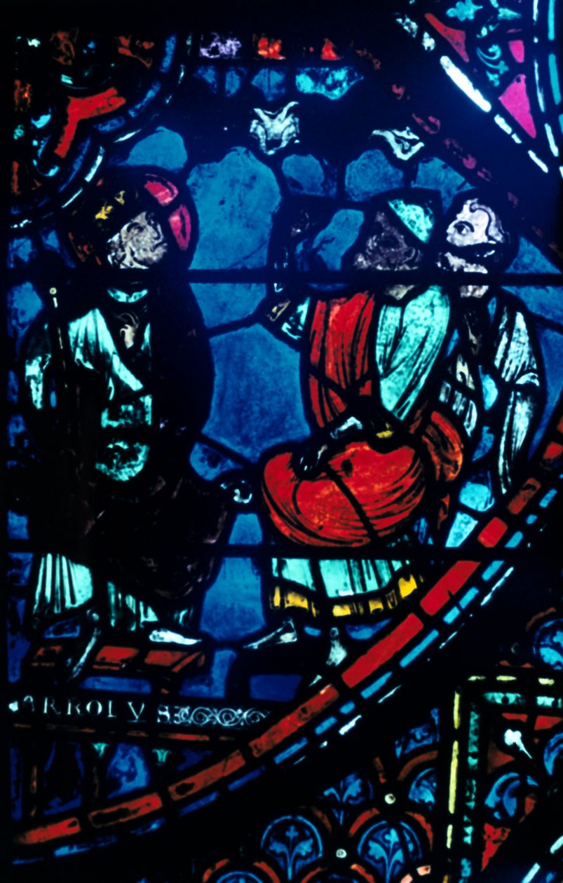 Karl den Store tittar på Vintergatan, målat glasfönster, Chartres katedral, Frankrike, c1225 av Unbekannt