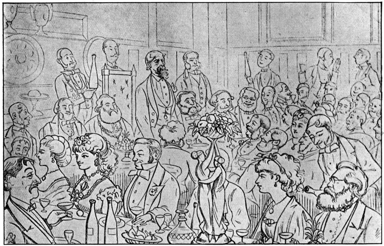 Charles Dickens presiderade vid Newsvendors Dinner, 5 april 1870 1912 av Unbekannt