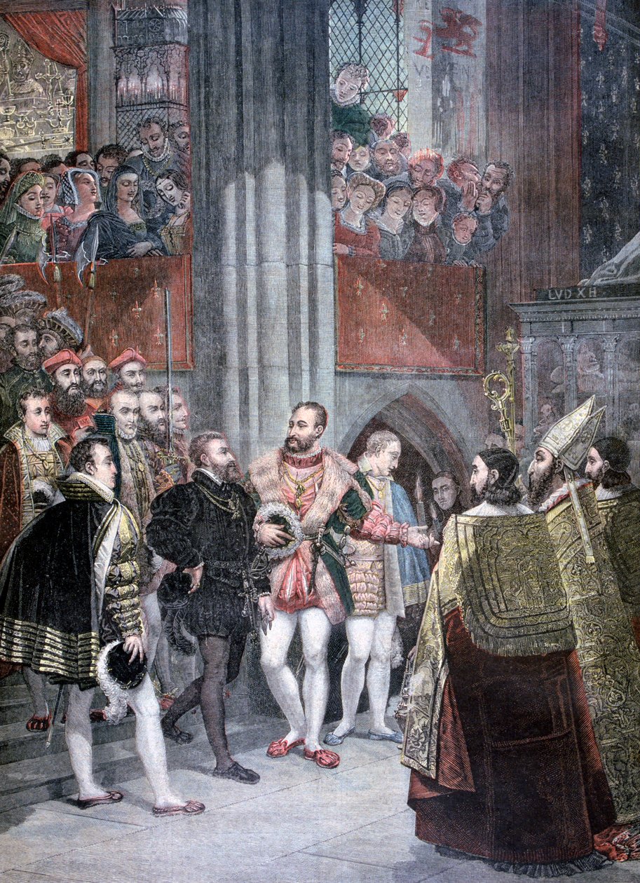Charles I och Charles Quint i basilikan Saint Denis, Paris, 1893 av Unbekannt
