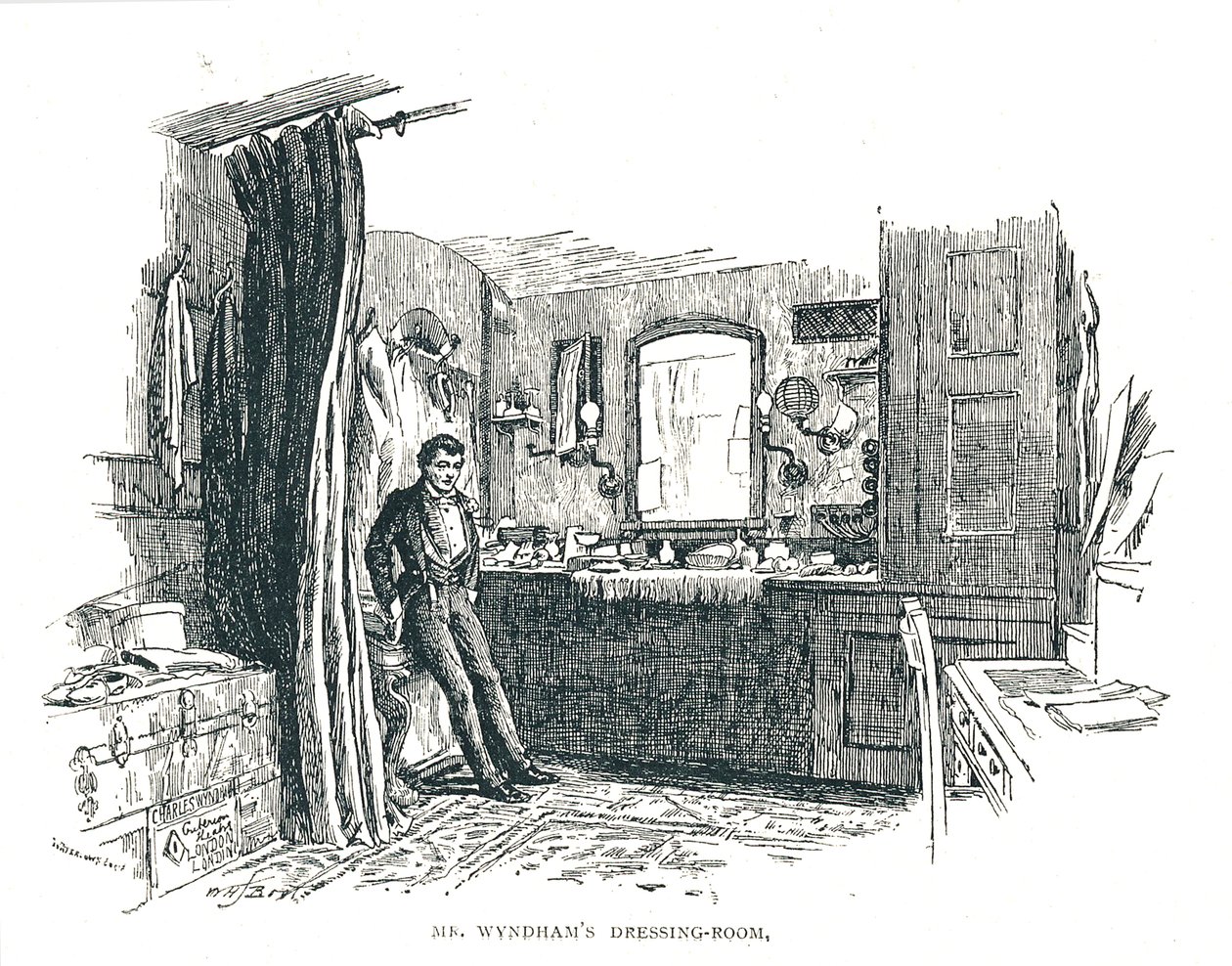 Charles Wyndham omklädningsrum med utsikt över Piccadilly på Criterion Theatre, 1891 av Unbekannt