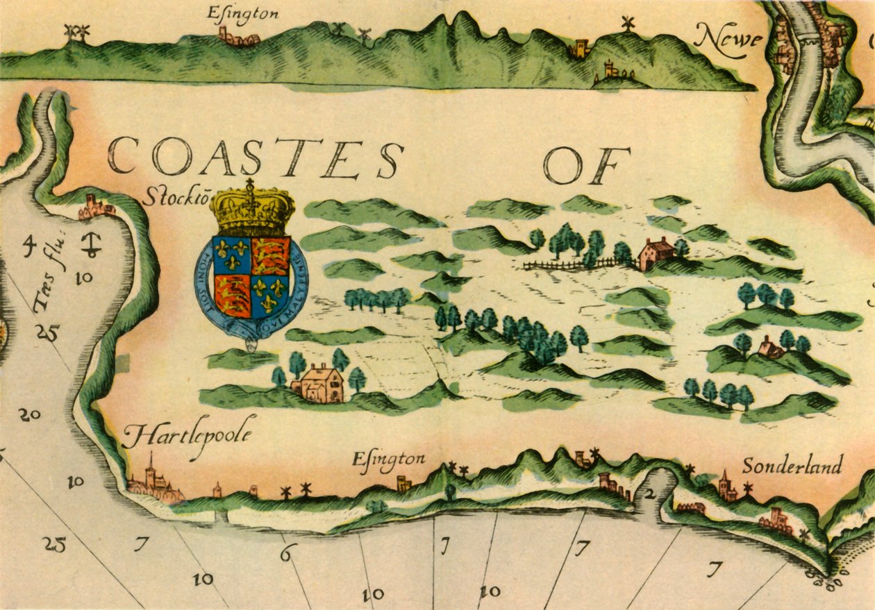 Diagram som visar väderkvarnar som landmärken på Englands nordöstra kust, 1588, 1947. av Unbekannt