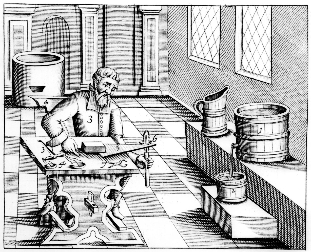 Kontrollera kvaliteten på salpeternitre, kaliumnitrat eller KN03, 1683 av Unbekannt