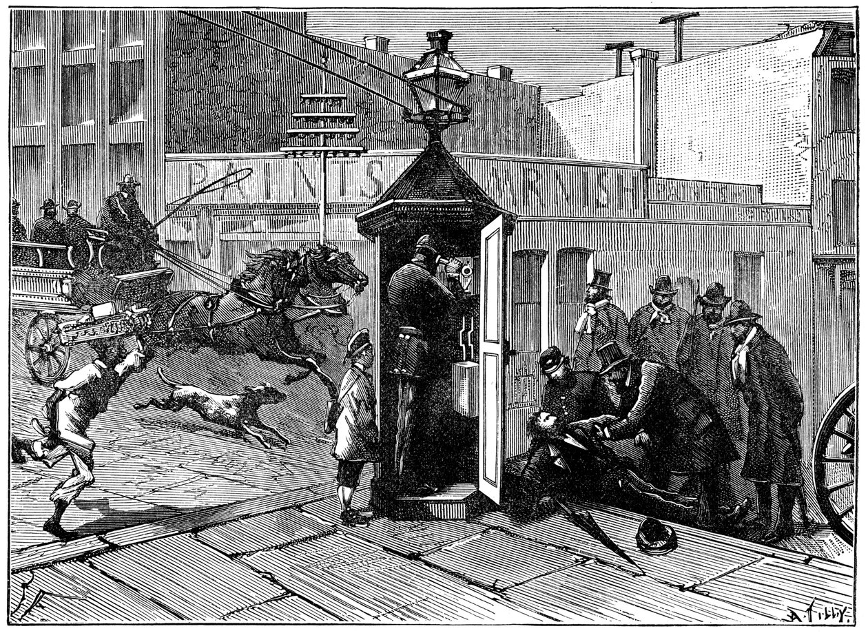 Chicagopolisens telefonkiosk, 1886 av Unbekannt