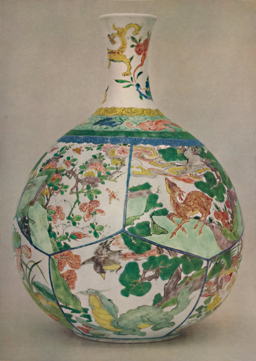 Kinesisk porslinsflaska i emalj Famille Verte. Period av KAng His, 1662-1722, 1928 av Unbekannt