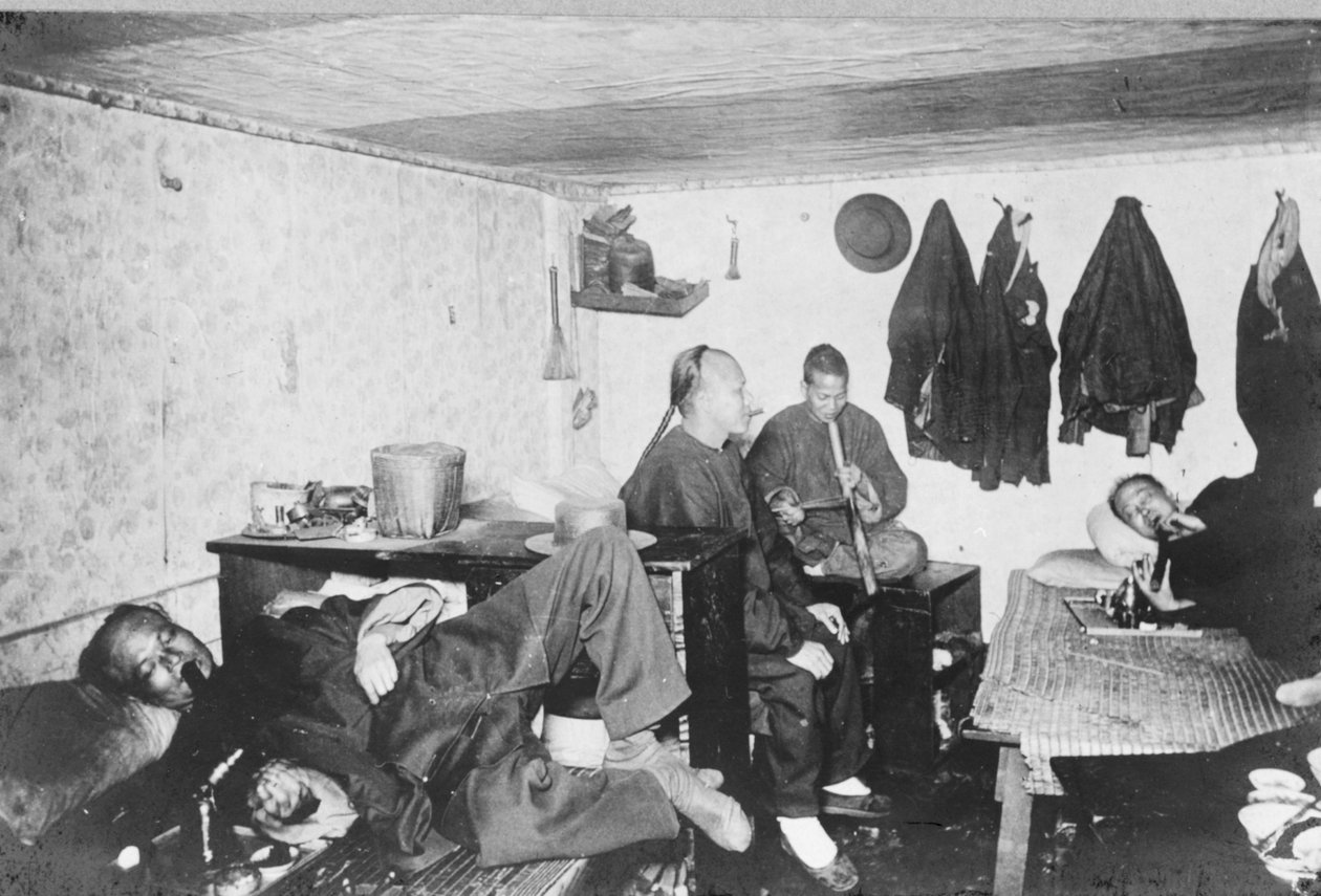 Kinesiskt boende i San Francisco, Kalifornien, ca 1900 (s/v foto) av Unbekannt