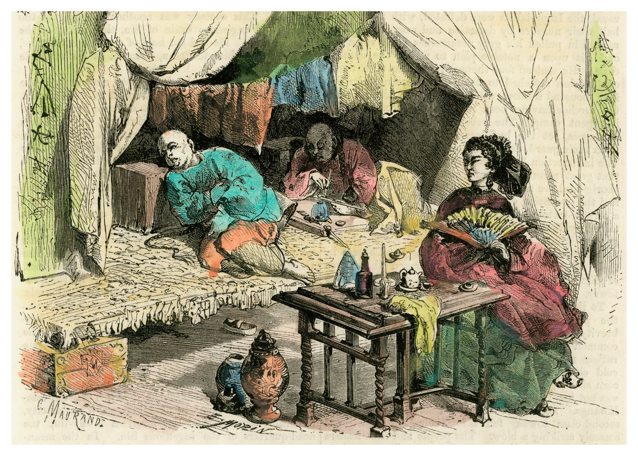 Kinesiska opiumrökare, 1800-talet av Unbekannt