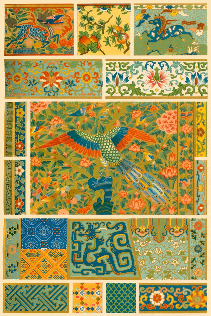 Kinesisk målning, vävning, broderi och cloisonné, 1898. av Unbekannt