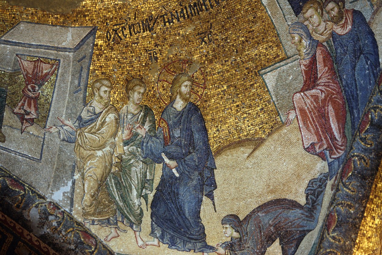 Chora kyrkomuseum: mosaik som visar kvinnan som ber Jesus om återställande av hennes hälsa Istanbul Turquie av Unbekannt