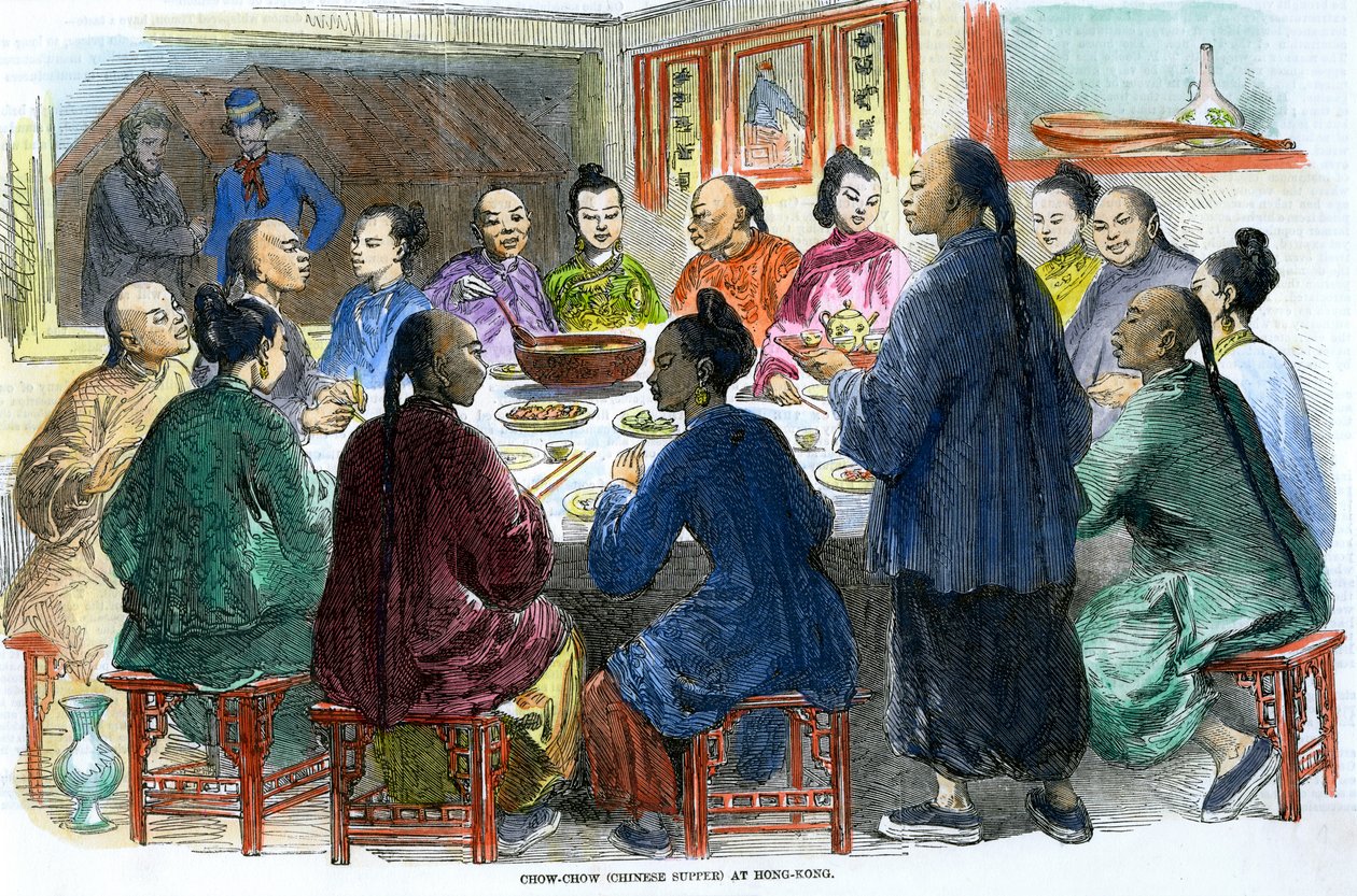Chow-chow kinesisk kvällsmat i Hong Kong, c1875 av Unbekannt