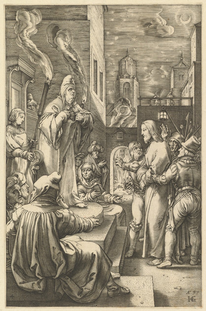 Kristus före Kaifas, från The Passion of Christ, ca. 1598-1617. av Unbekannt