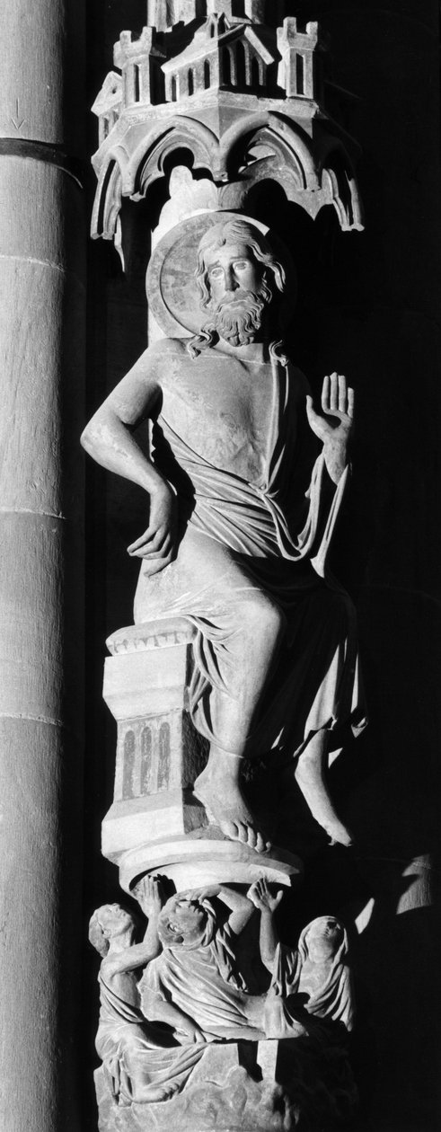 Kristi domareskulptur på änglarnas pelare. Cathedrale Notre Dame de Strasbourg (Nedre Rhen) av Unbekannt