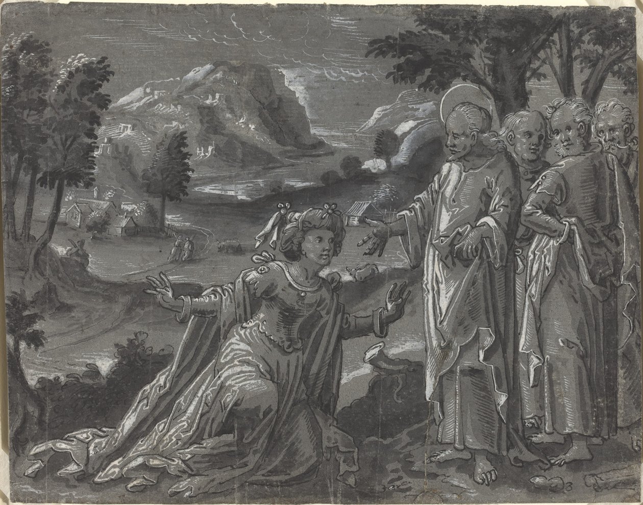 Kristus och äktenskapsbrytaren [recto], ca. 1600. av Unbekannt