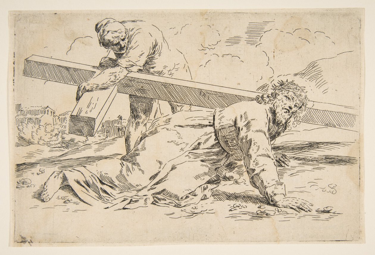 Kristus bär korset på ryggen, kopia efter Cantarini, ca. 1637-1639 eller senare. av Unbekannt
