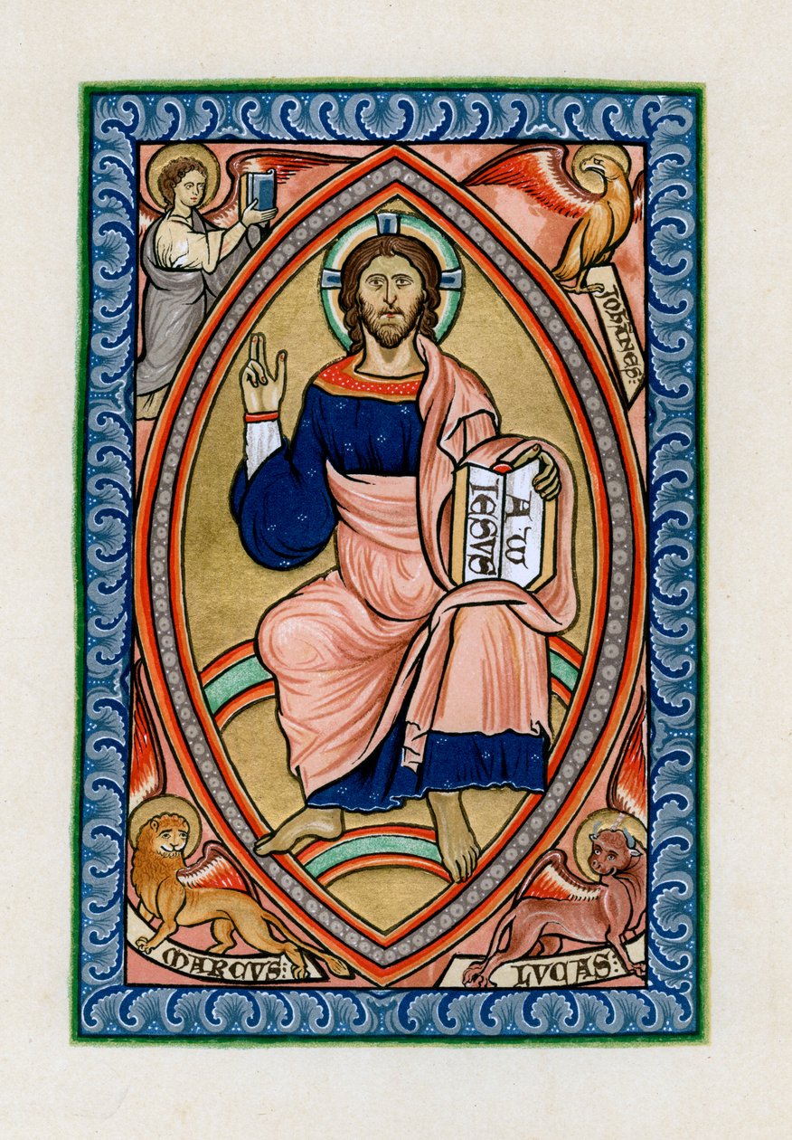 Kristus i härlighet med symbolerna för de fyra evangelisterna, c1200 av Unbekannt
