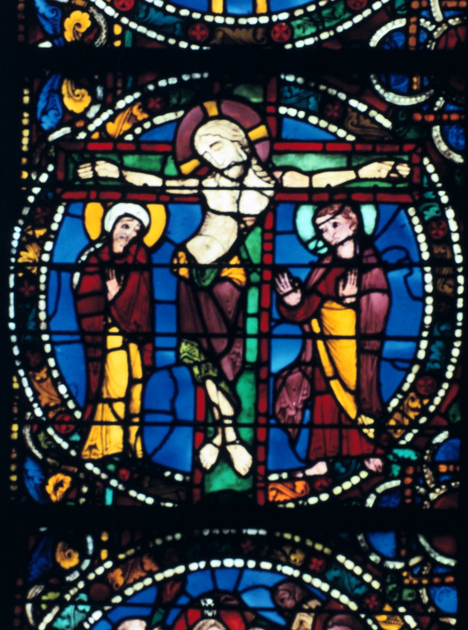 Kristus på korset, målat glas, Chartres katedral, Frankrike, 1194-1260. av Unbekannt
