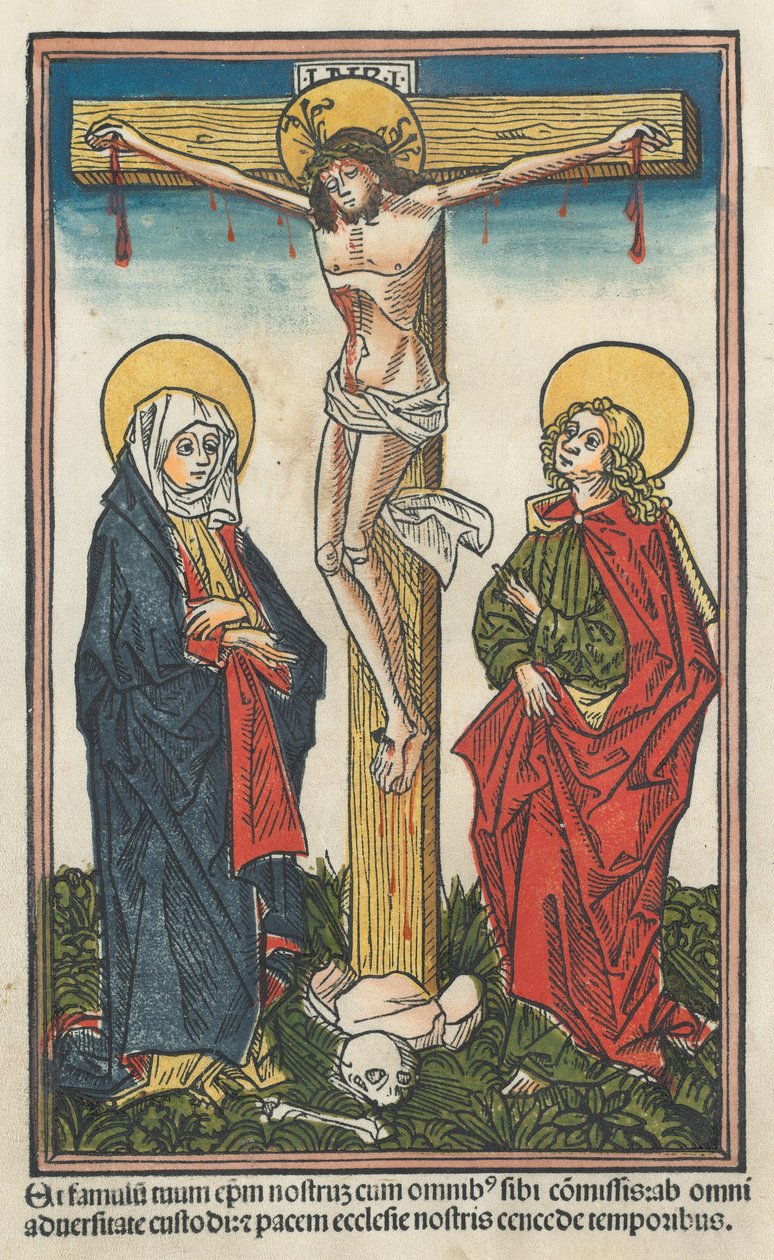 Kristus på korset med jungfrun och Johannes, 1491. av Unbekannt