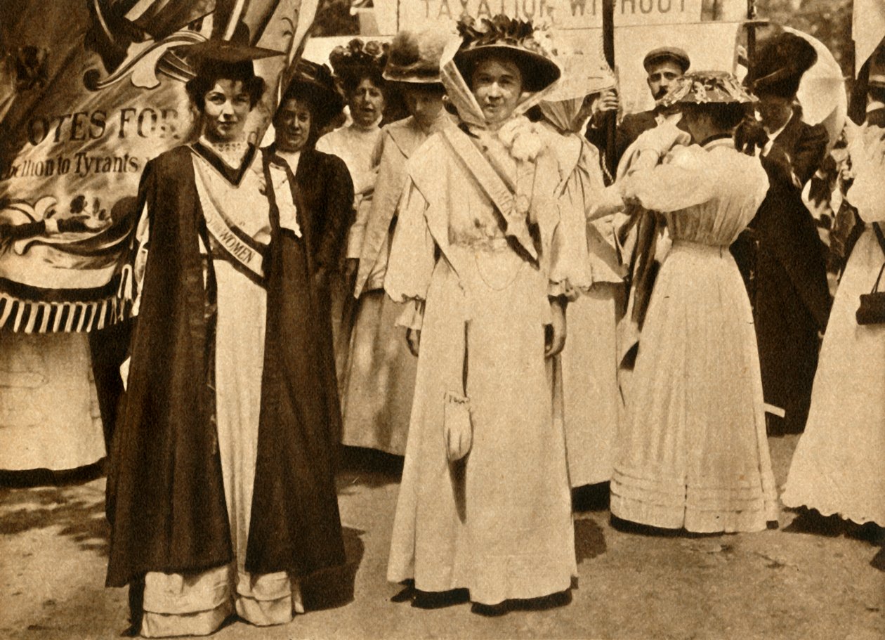 Christabel Pankhurst och Emmeline Pethick-Lawrence, Hyde Park, London, 21 juni 1908, 1933. av Unbekannt