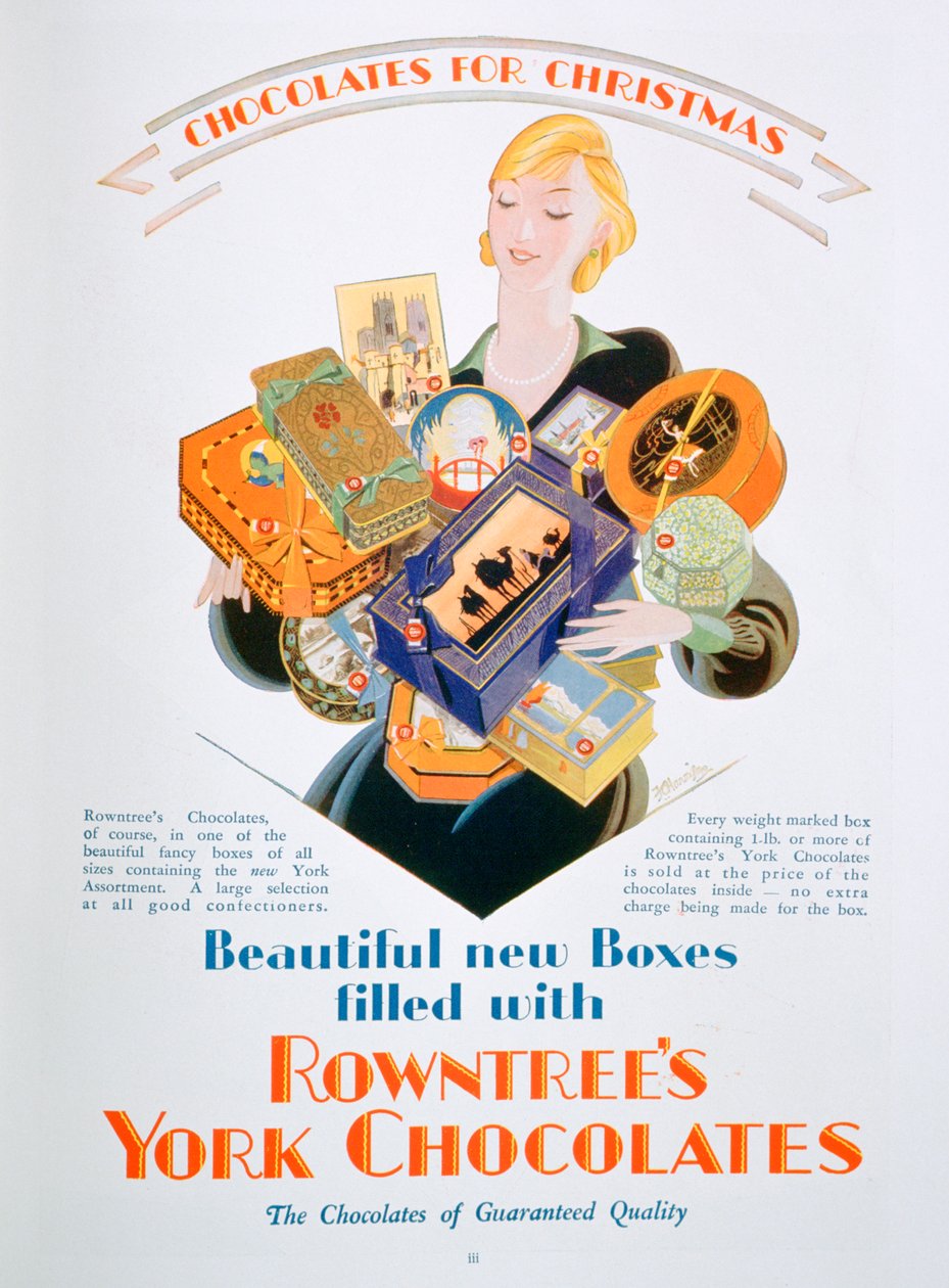 Julannons för Rowntrees York Chocolates, 1928 av Unbekannt