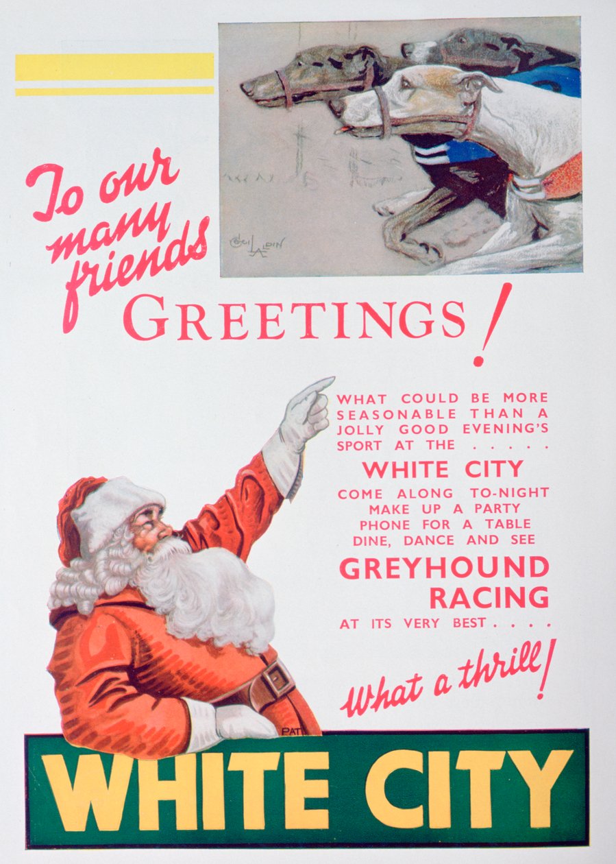 Julannons för White City greyhound-banan, London, 1932 av Unbekannt