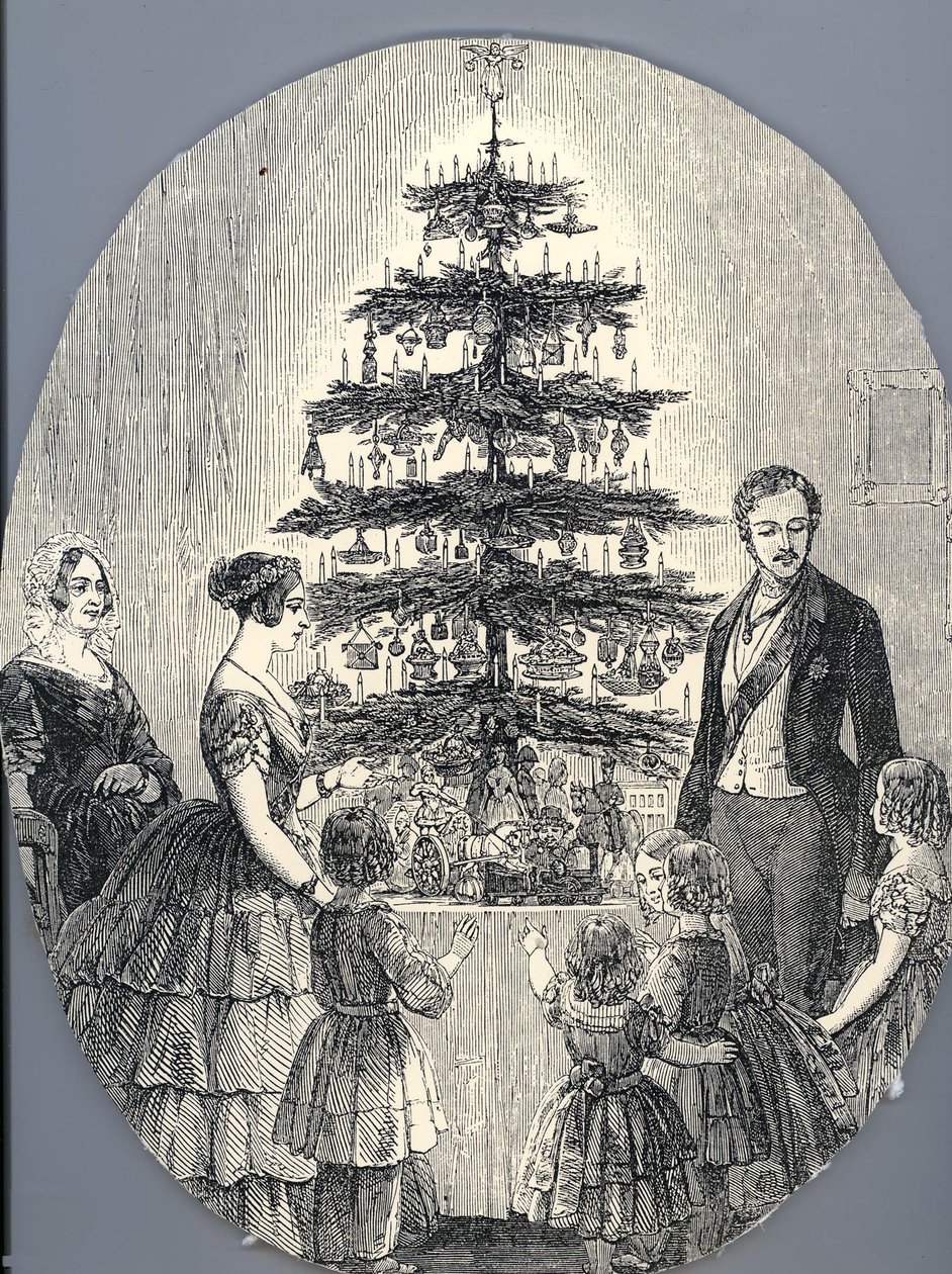 Jul med drottning Victoria, prins Albert, deras barn och drottning Victorias mor, 1848 f av Unbekannt