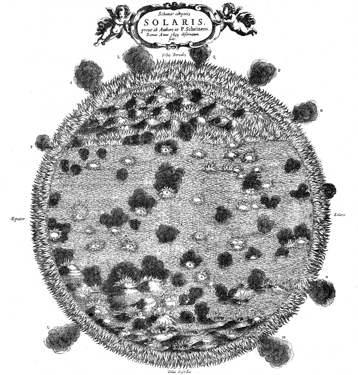 Christopher Scheiners illustration av hans idé om solens yta, 1635 av Unbekannt