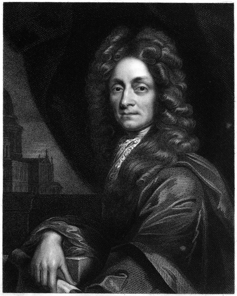 Christopher Wren, engelsk arkitekt, matematiker och fysiker, 1833 av Unbekannt