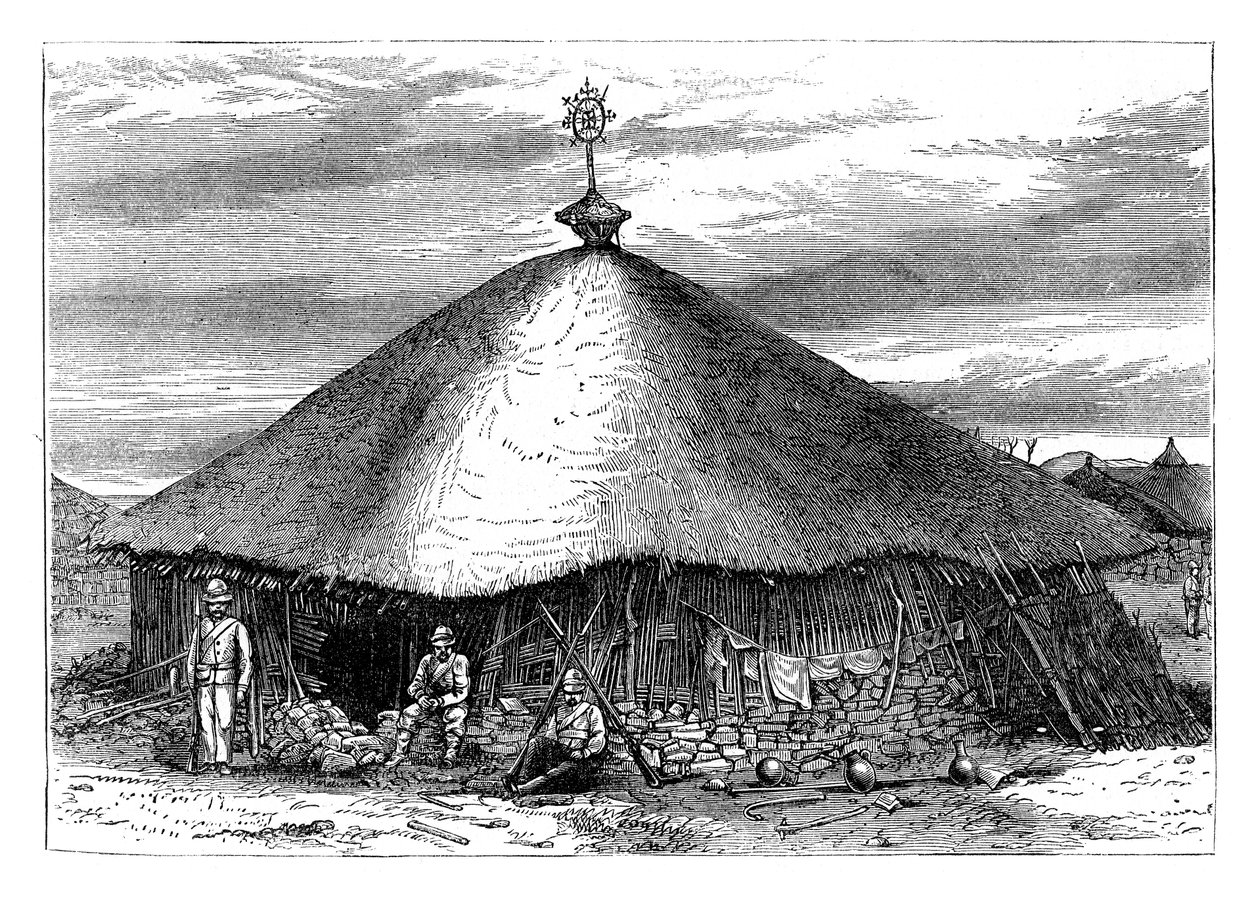 Kyrka i Magdala, med Theodores grav, Etiopien, c1868 sent 1800-tal av Unbekannt