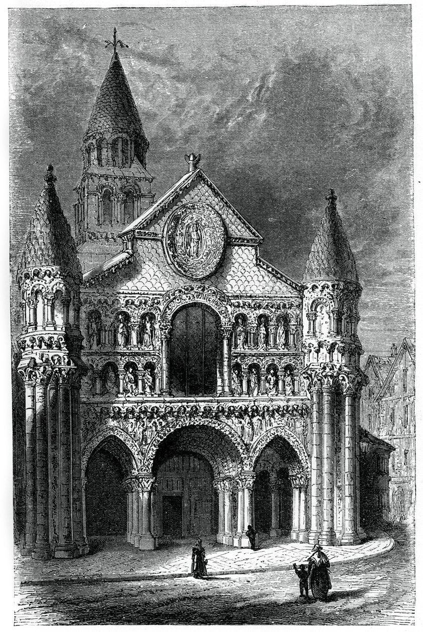 Kyrkan Notre Dame de la Grande, Poitiers, Frankrike, 1100-talet, 1870 av Unbekannt