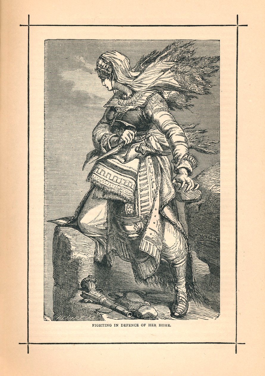 Cirkassiska kvinnor kämpar för Schamyl mot rysk invasion, 1839 av Unbekannt