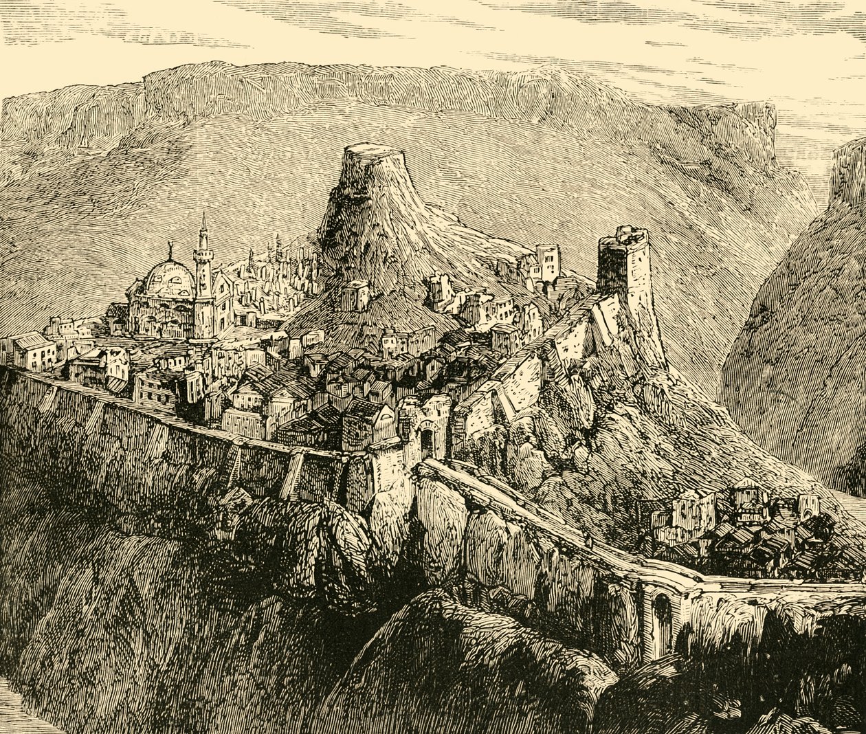 Citadellet och palatset för de antika kungarna av Bulgarien i Tirnova, 1890. av Unbekannt