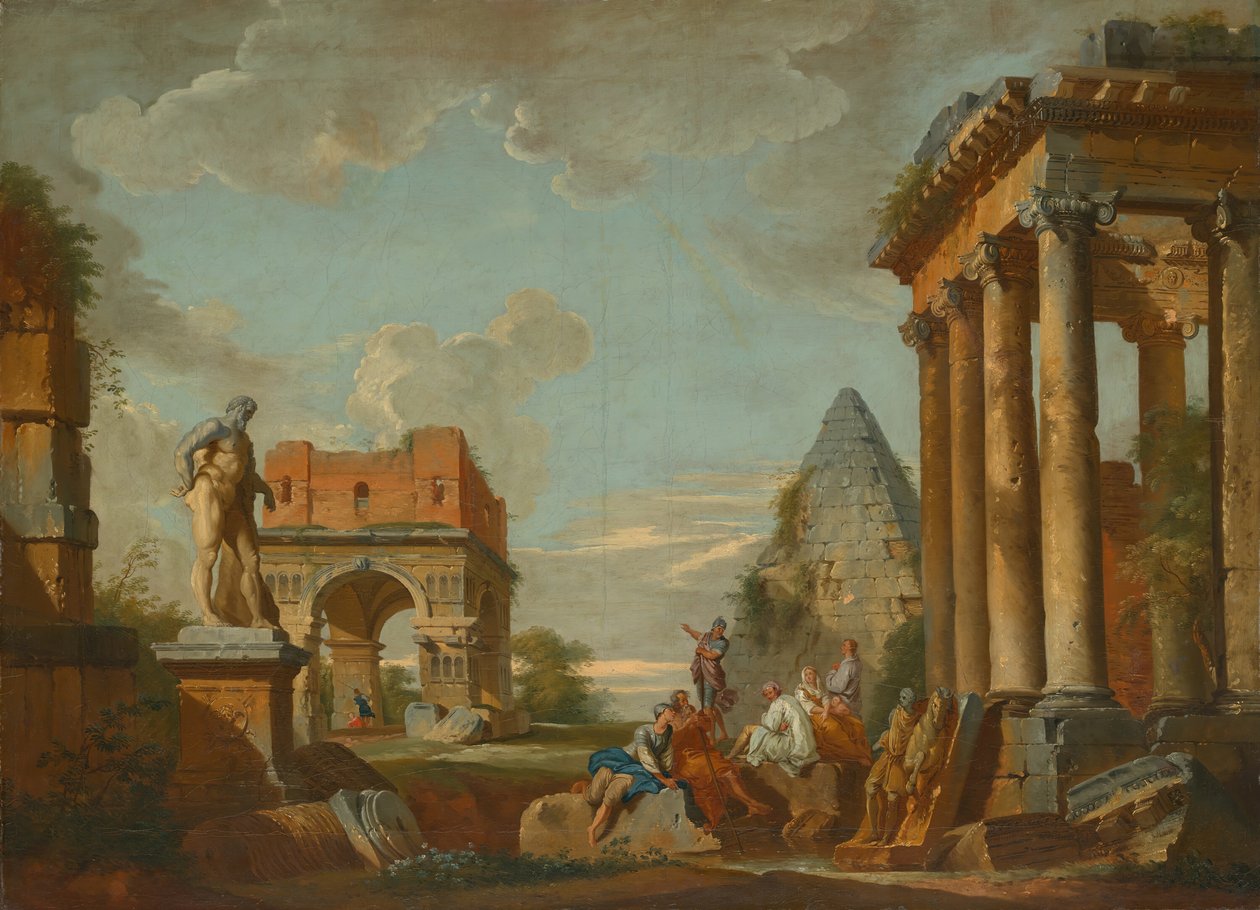 Klassiskt landskap, c.1750. av Unbekannt