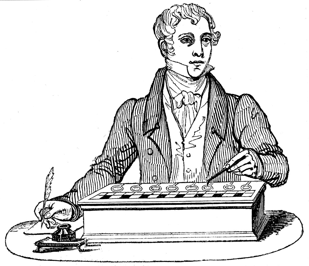 Kontorist med en Pascal-tillsatsmaskin, 1835 av Unbekannt