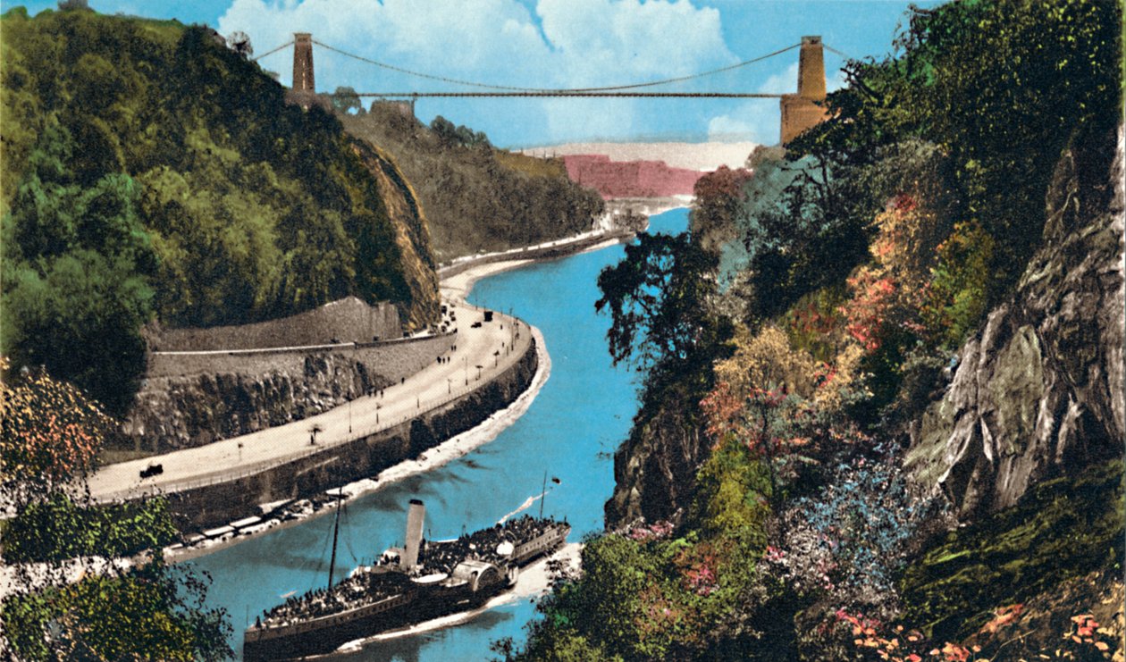 Clifton Suspension Bridge från Leigh Woods, Bristol, c1940-talet av Unbekannt