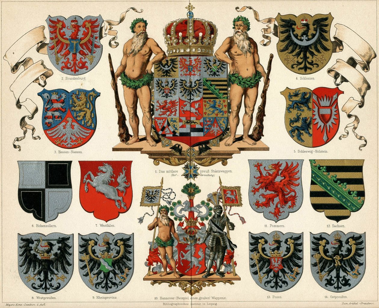 Konungariket Preussens och provinsernas vapen Meyers Großes Konversations-Lexikon, 1883. av Unbekannt
