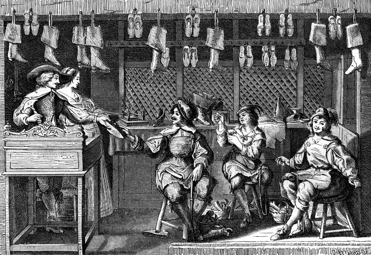 Skomakare butik under Ludvig XIII av Frankrikes tid, 1600-talet 1882-1884 av Unbekannt