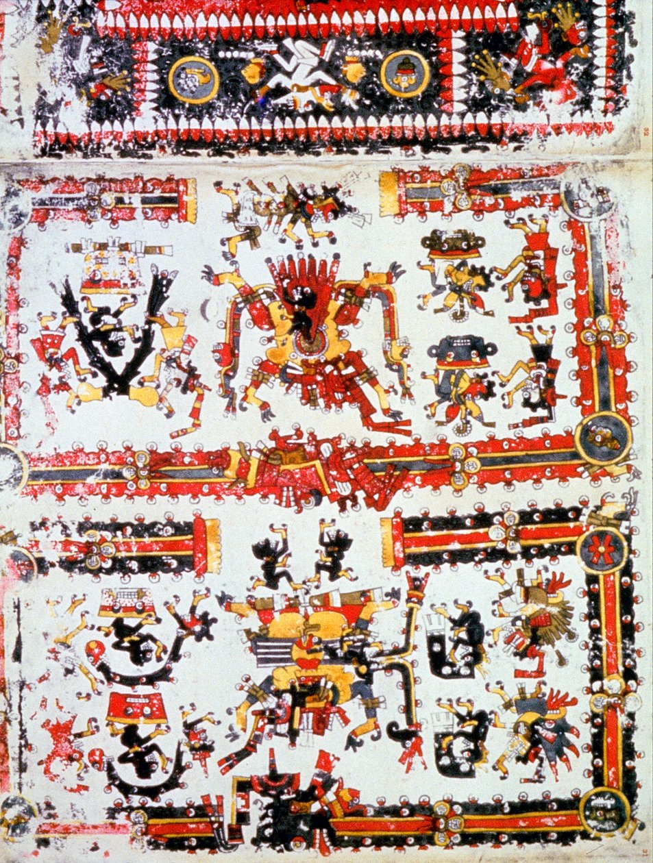 Codex Borgianus som visar konfronterande gudar, Mixtec, Pre-Columbian Mexiko, 1100-1500-talet av Unbekannt