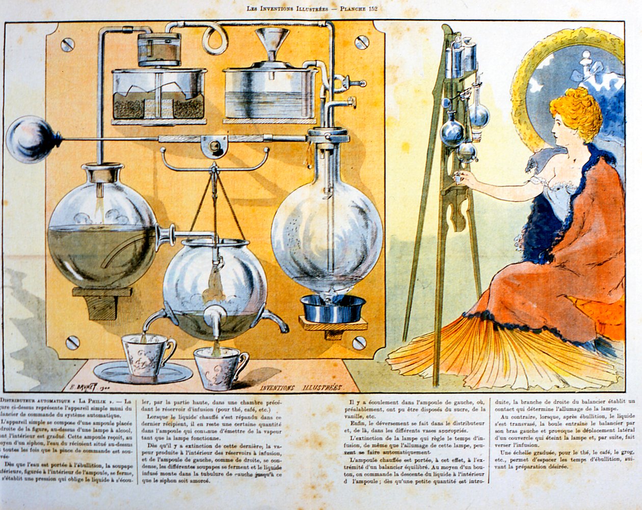 Kaffe- eller temaskin uppvärmd av en liten spritlampa, 1900 av Unbekannt