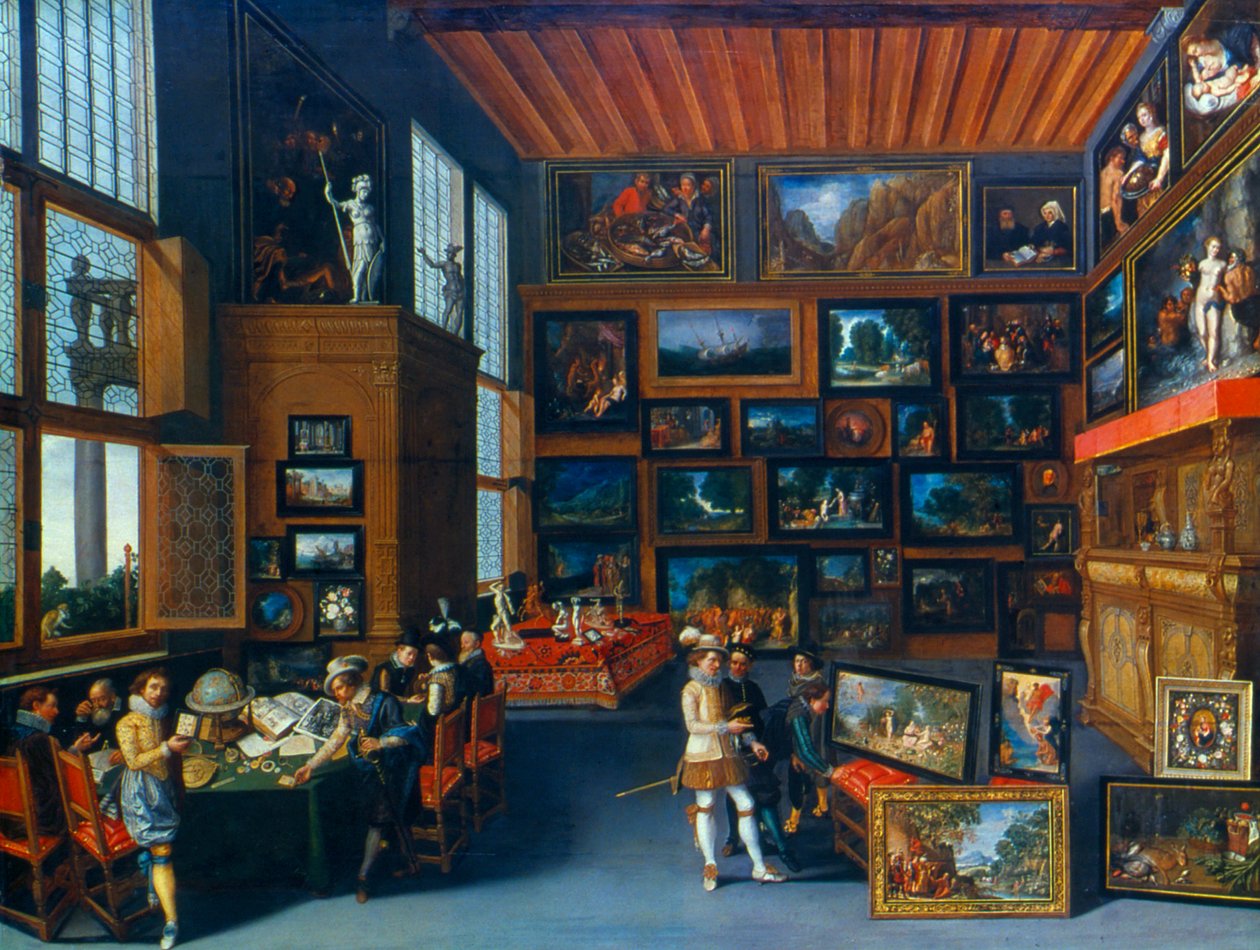 Cognoscenti i ett rum hängt med bilder, c1620 av Unbekannt