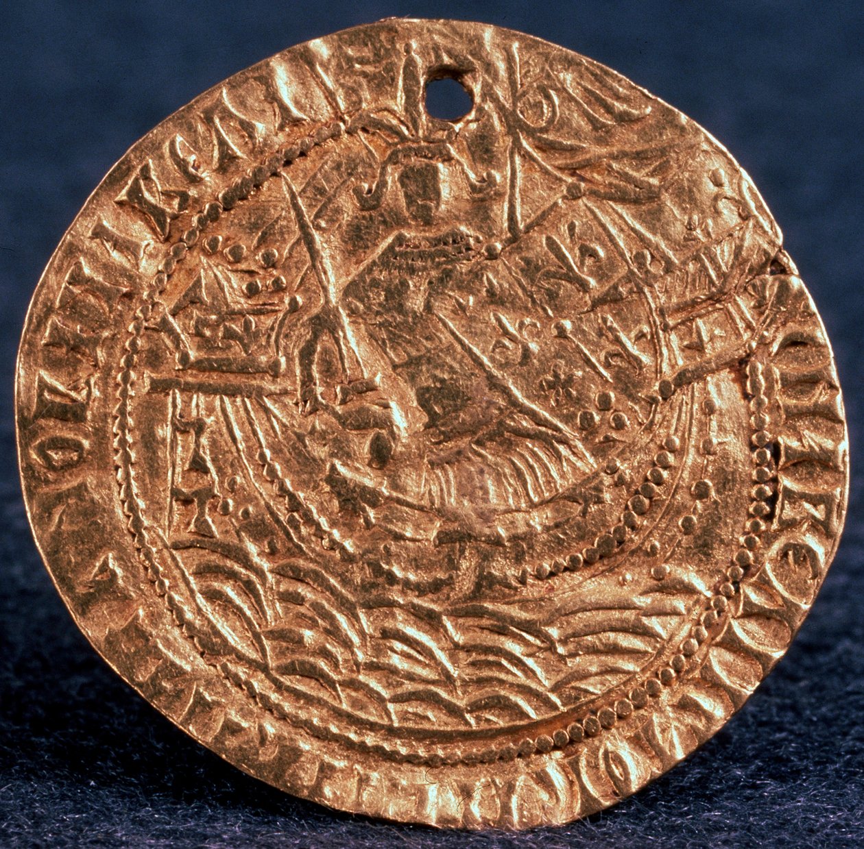 Mynt Korabelnik av tsar Ivan III, omvänd: linjal på sitt skepp, 1471-1490 av Unbekannt