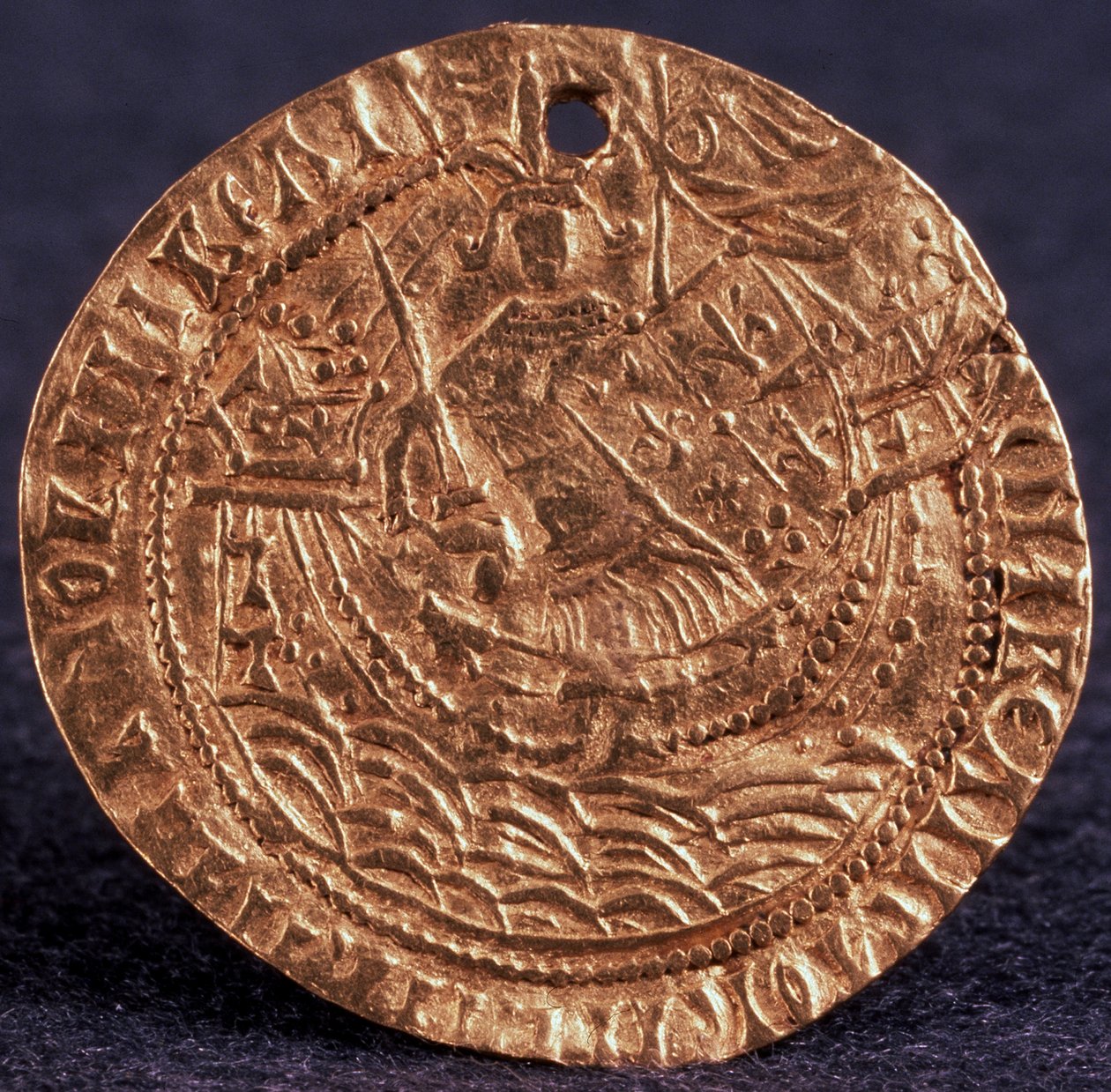 Mynt Korabelnik av Tsar Ivan III Omvänd: Linjal på sitt skepp, 1471-1490 av Unbekannt