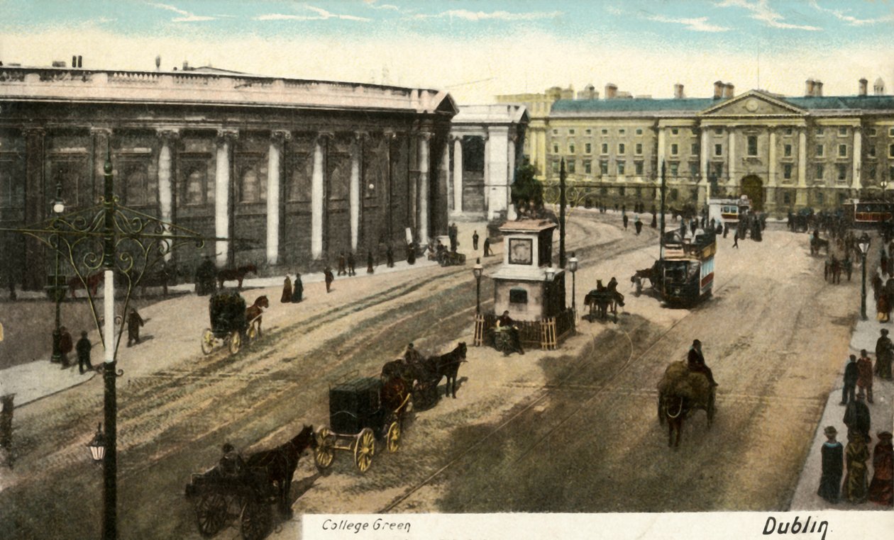 College Green - Dublin, sent 1800-tidigt 1900-tal. av Unbekannt