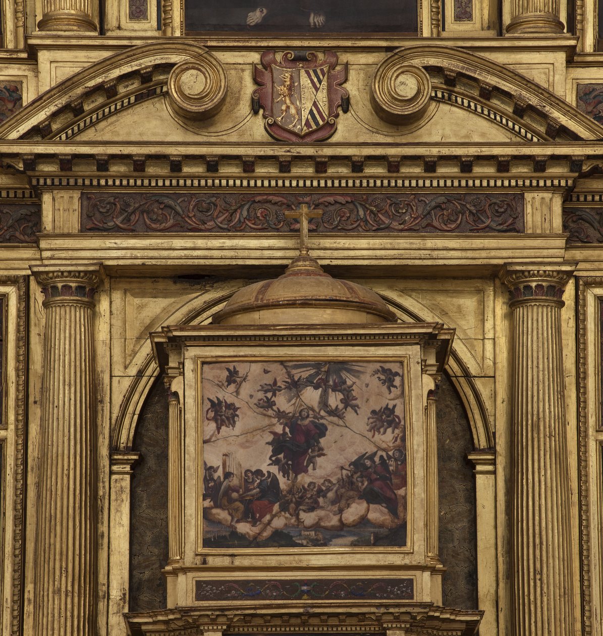 Kollegial kyrka. Interiör. Högaltaret. Detalj. Centrum. Målning. Olja på agat. 1624. av Unbekannt