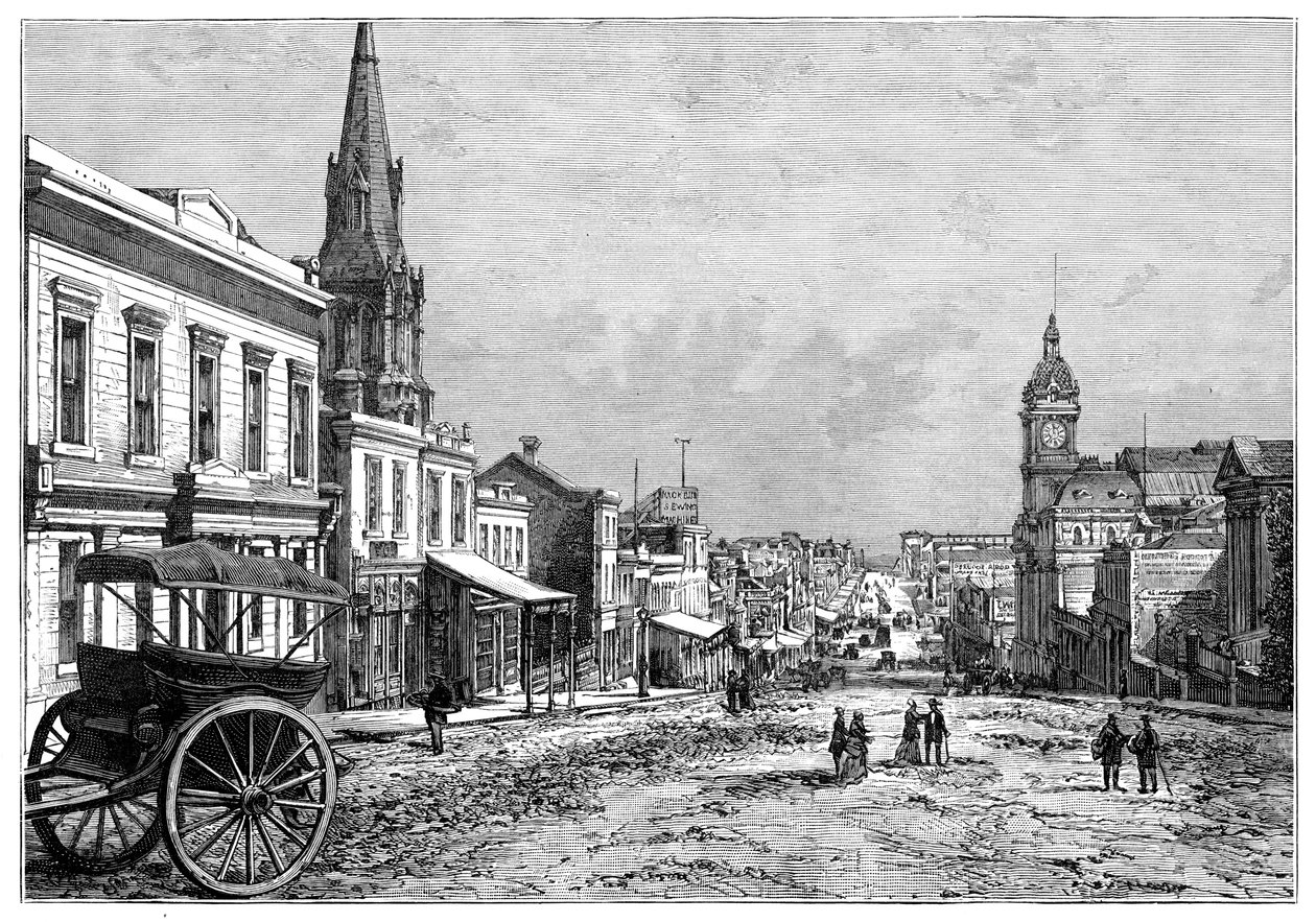 Collins Street, Melbourne, Victoria, Australien, 1800-talet av Unbekannt